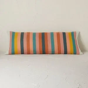 Oversize Oblong Woven Stripe Decorative Throw Pillow - Thumbnail 2